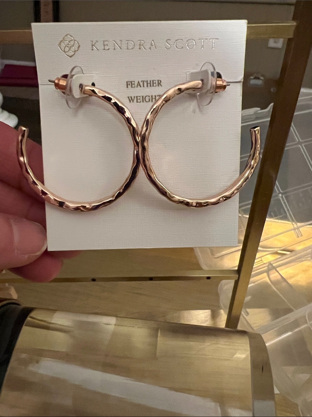 Kendra Scott Hammered Hoop Earrings in Rose Gold